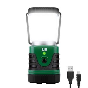 LE LED Camping Lantern Rechargeable, 1000LM, 4 Light Modes, 4400mAh Power Bank, IP44 Waterproof, Perfect Lantern Flashlight for Hurricane Emergency, Hiking, Home and More, USB Cable Included