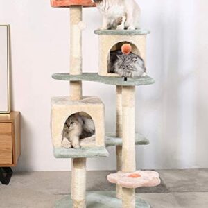 HYABi 53 inch Flower cat Tree cat Apartment Plush Habitat Kitten Amusement Platform House Furniture (Large 5 Platforms)