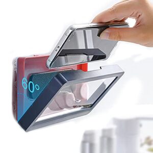 Shower Phone Holder Waterproof Bathroom Mobile Phone Shell Anti-Fog Case for Shower,Kitchen Wall Mounted,6.8 Inch Support Touch Screen(Blue)