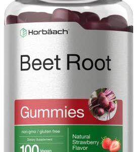 Beet Root Gummies | 6000mg | 100 Count | Vegan, Non-GMO, and Gluten Free Formula | Natural Strawberry Flavor | by Horbaach