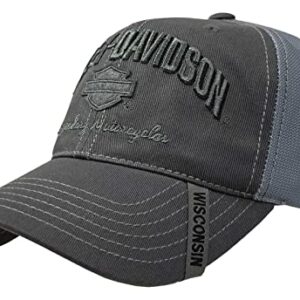 Harley-Davidson Men's Baseball Cap, H-D Bar & Shield Mesh Hat w/Distrssed Bill Black