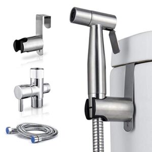 Arofa Handheld Bidet Sprayer for Toilet-Adjustable Water Pressure Control with Bidet Hose for Feminine Wash, Stainless Steel Brushed Nickel Cloth Diaper Bidet Toilet Sprayer for Baby Wash