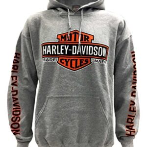 Harley-Davidson Men's Bar & Shield Logo Pullover Hooded Sweatshirt, Gray (2XL)