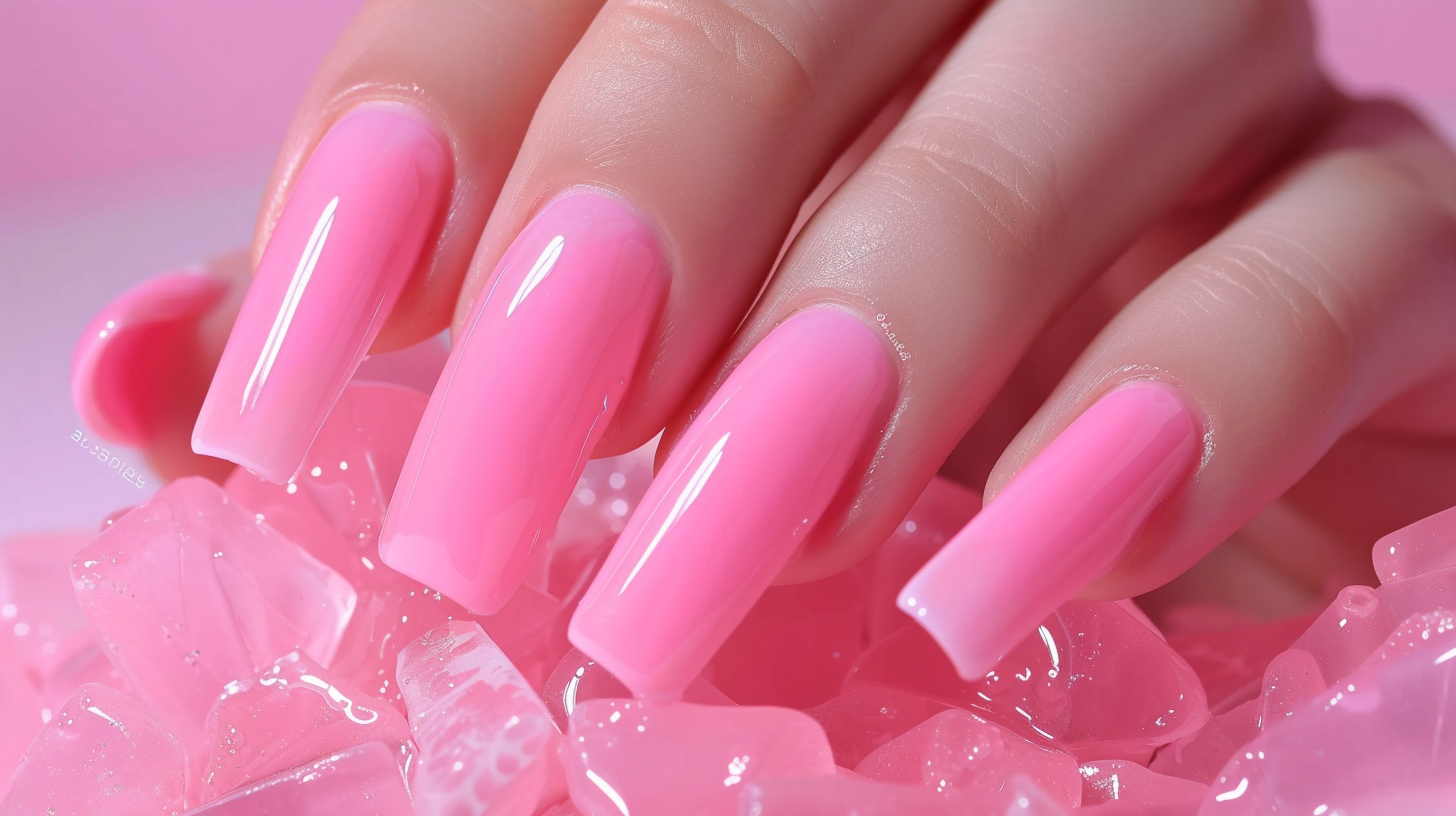 acrylic nails coffin pink